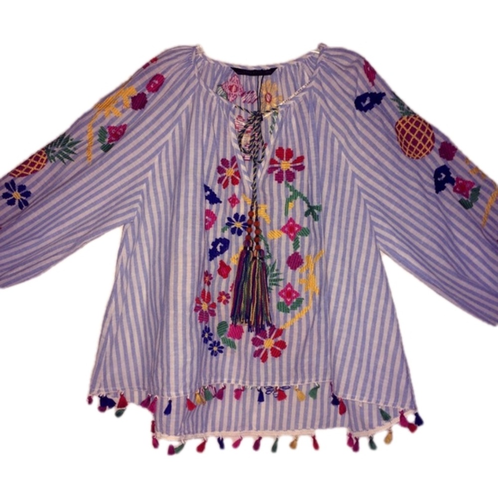 Zara Top Size L with Pineapples and Tassels